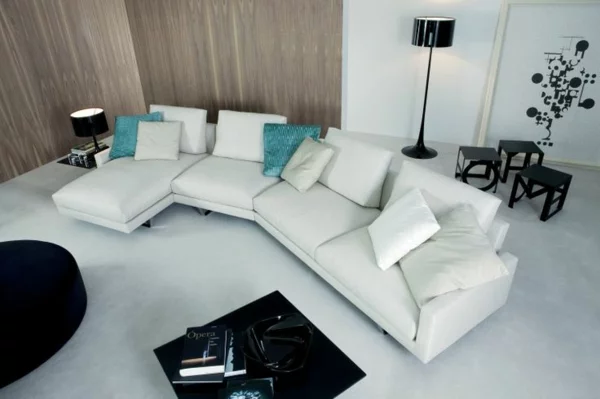 Chaiselongue sofa weiß design dekokissen 