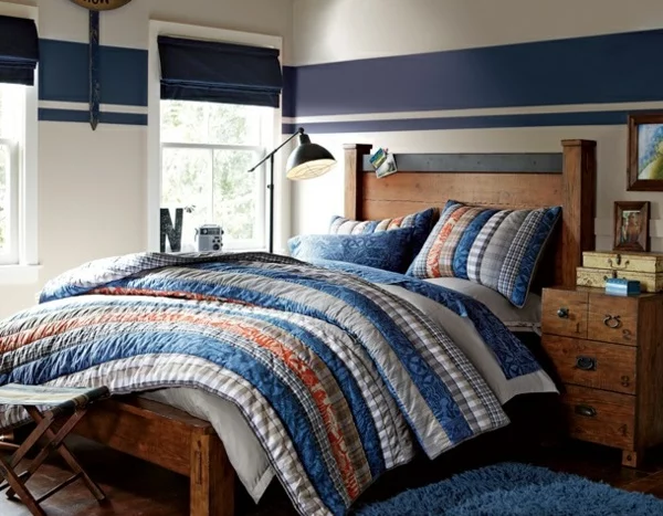 Kombinationen nautischer stil Wandfarben schlafzimmer bett