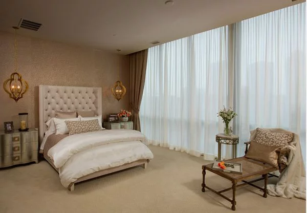 Schlafzimmergestaltung und Wandfarben deko einrichten gardinen