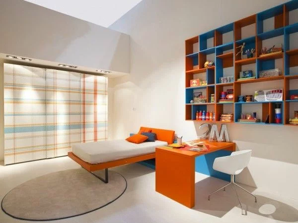 jugendzimmergestaltung blau und orange