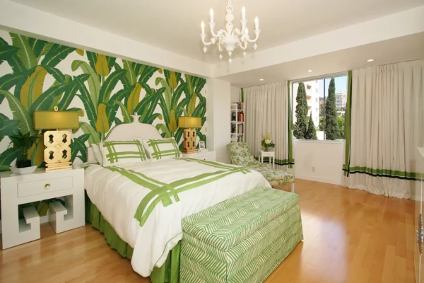 schlafzimmer einrichten deko Schlafzimmergestaltung und Wandfarben grün