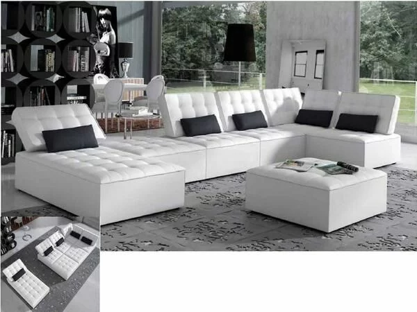unique möbel ledermöbel scheselong sofa weiß knöpfen