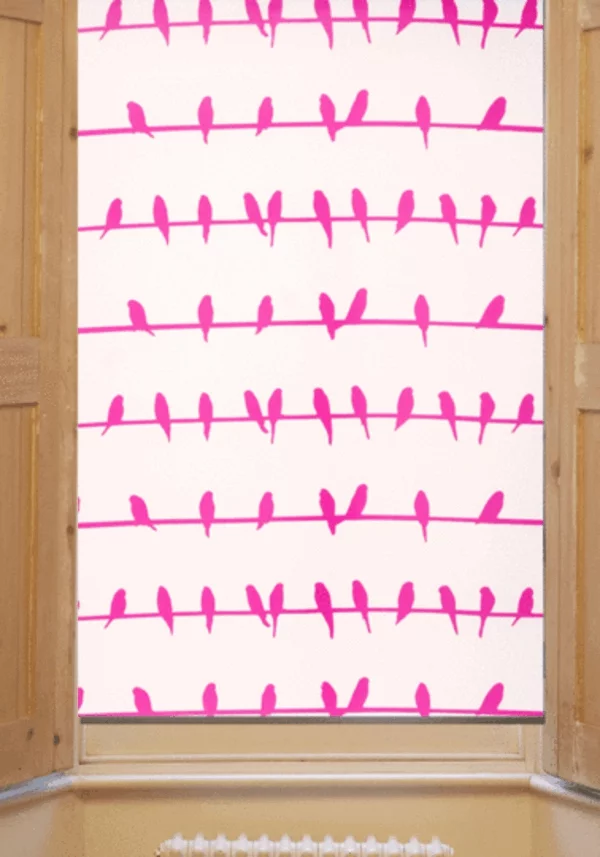 verdunkelungsrollo kinderzimmer design rosa vögel