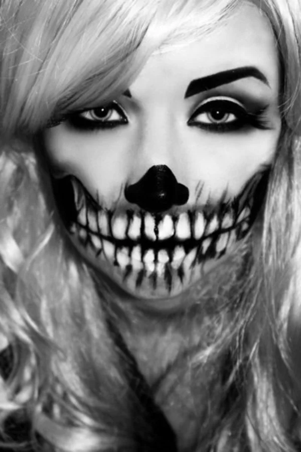 halloween schminke zombie ideen schminktips schwarz weiß