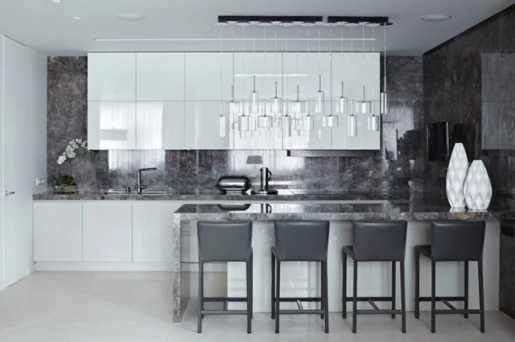 innendesign ideen küche einrichtungsideen kücheninsel arbeitsplatte rückwand marmor