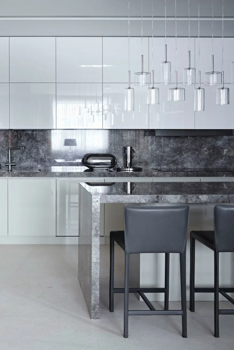 küche einrichtungsideen kücheninsel arbeitsplatte rückwand marmor