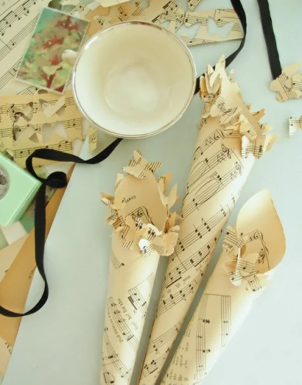 papier Hochzeiten dekoideen musik noten