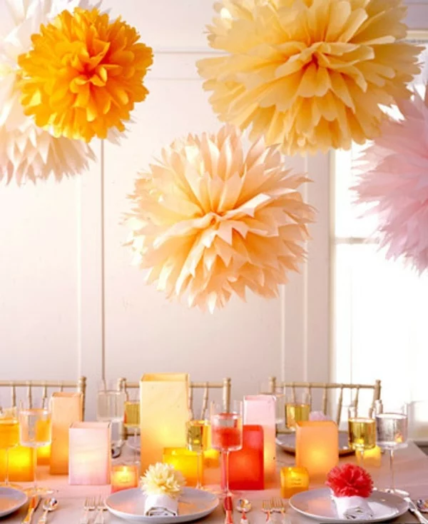ideen voll Hochzeit dekoideen orange papier kreise