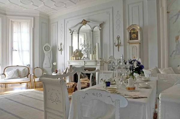 einrichtung wohnzimmer im scandinavischen stil rustikal weiß goldakzente