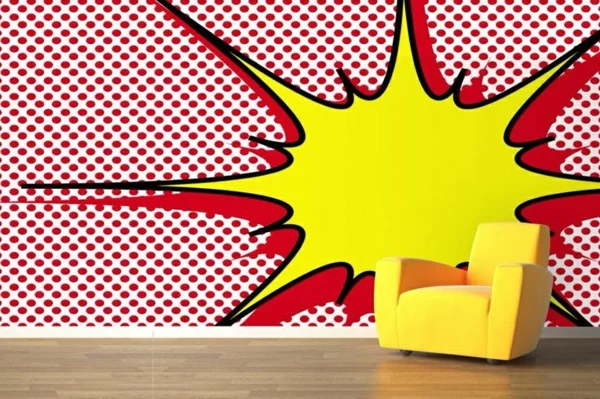 ideen wohnzimmer wandgestaltung tapetenmuster ideen pop art wandtapeten