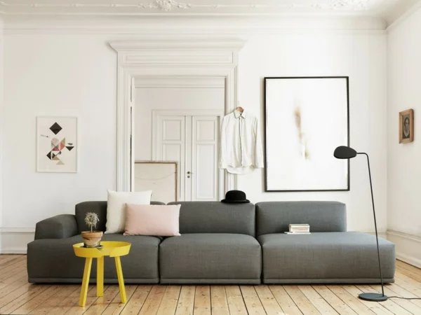skandinavisch einrichten wohnzimmer sofa skandinavisches design holzboden