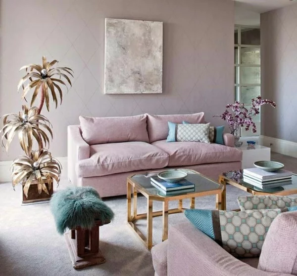 Zimmer Einrichtungsideen wohnen lila rosa
