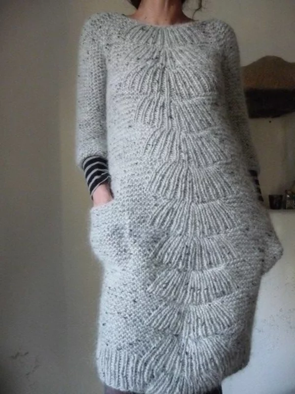 strickkleid grau strickmode winterkleider winterpullover damen