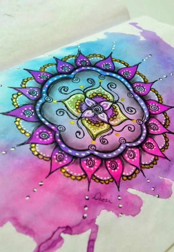 Mandala lila Vorlagen farben zeichnen
