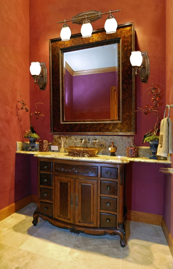 badezimmerlampen antiker waschtisch spiegel