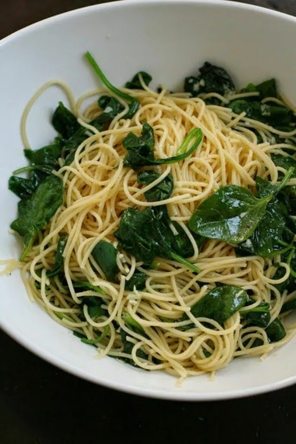 heilfasten abnehmen spaghetti spinat