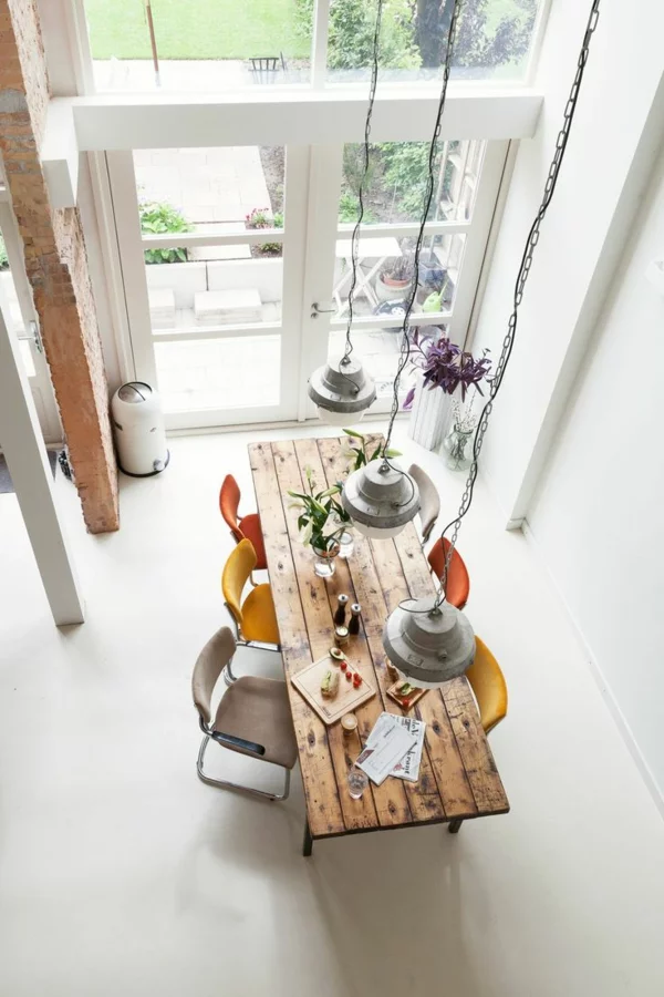 holzmöbel esszimmer landhausstil retro shic esstisch rustikal echtholz platte