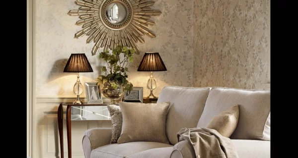 tapetenmuster spiegel sofa beige