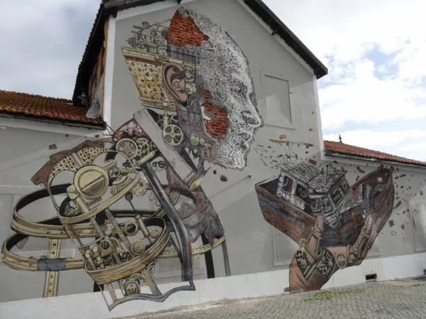 kunst graffiti lissabon portugal roboter