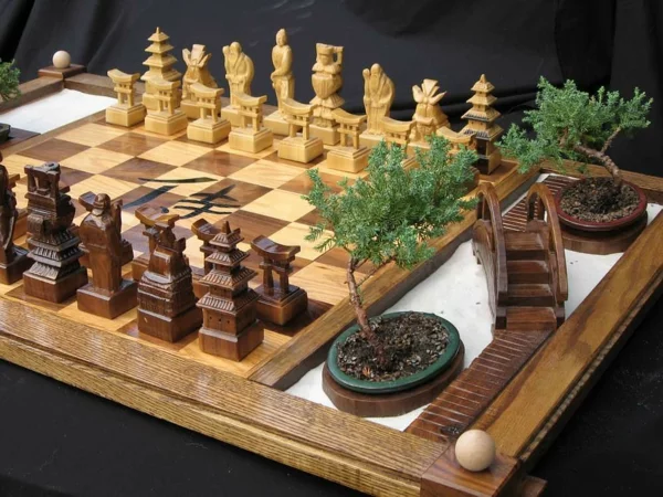 schachfiguren handgemacht holz edel japanisch