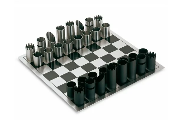 schachfiguren metallröhren stücke chrom schwarz