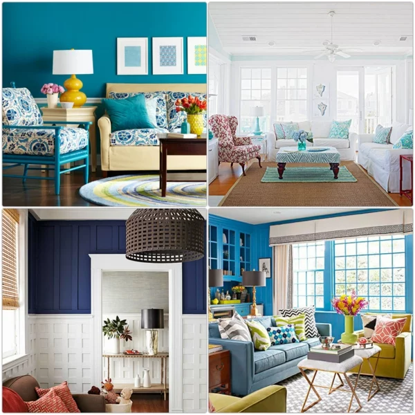 farbgestaltung wohnzimmer wandfarben gestalten blau wohnzimmer möbel