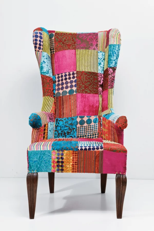 patchwork stoff ausgefallenes sofa innendesign