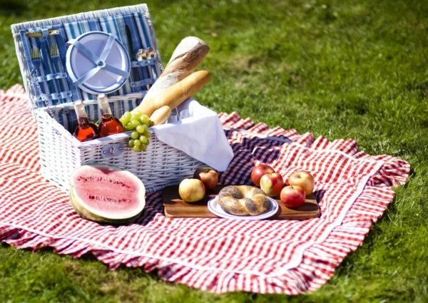 picknick decke muster fransen essen natur