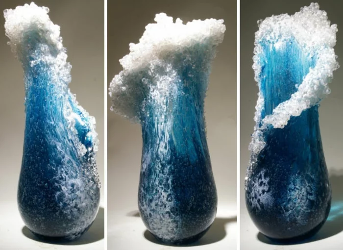 maritime Deko Vasen glas design ozean wellen vase