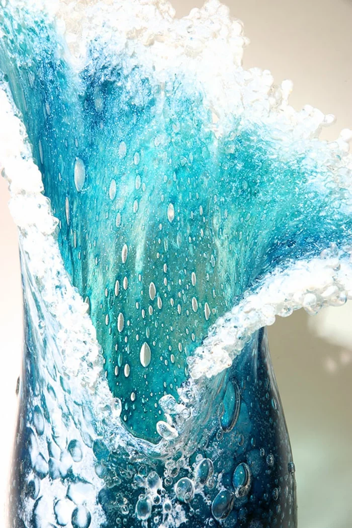 maritime Deko Vasen glas kunst design ozean wellen inspiration