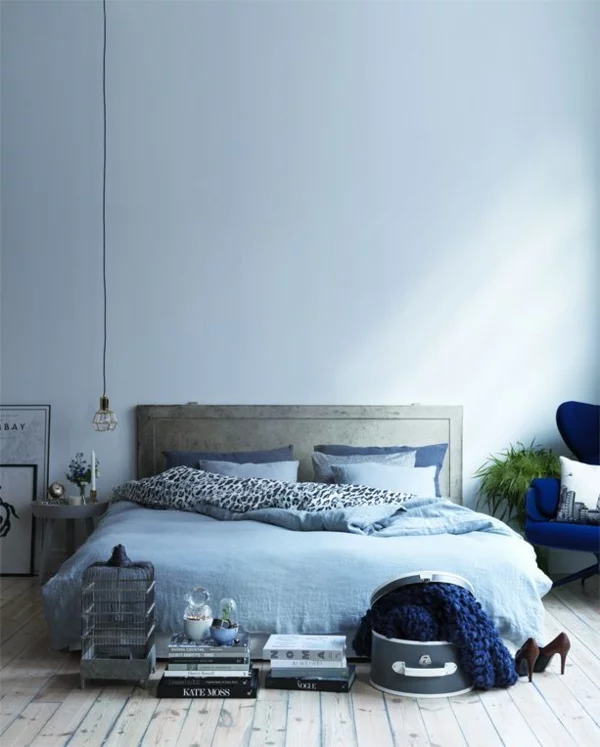 wanddesign ideen schlafzimmer wandgestaltung hellblau