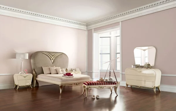 wanddesign schlafzimmer luxuriöses interieur sanfte wandfarbe
