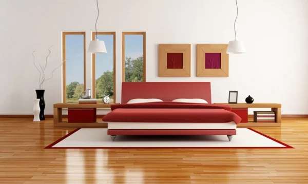 komplettes schlafzimmer bett nachttische minimalistisch funktional