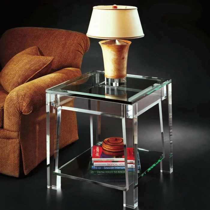 beistelltisch glas funktionales design wohnzimmer einrichten sofa