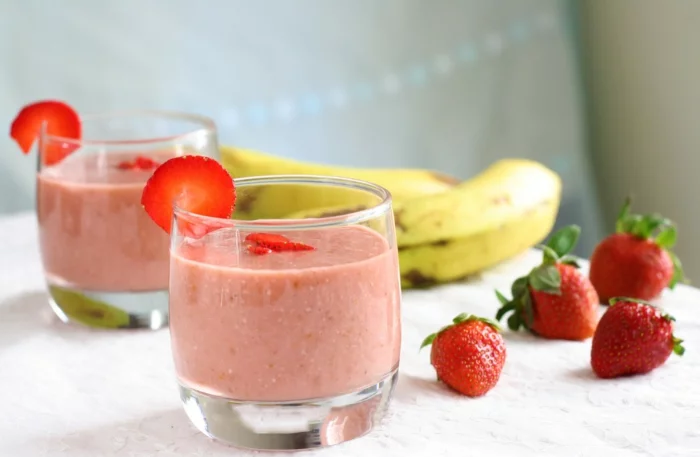 vegane rezepte haferflocken smoothie erdbeeren bananen