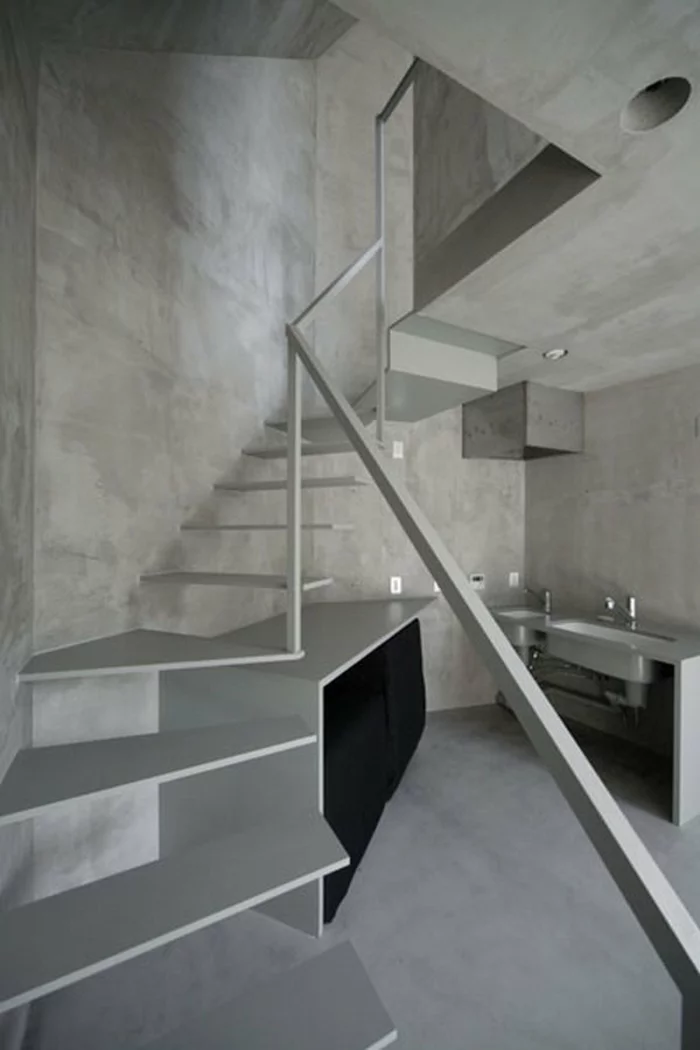 treppenhaus gestalten beton optik schwebende stufen