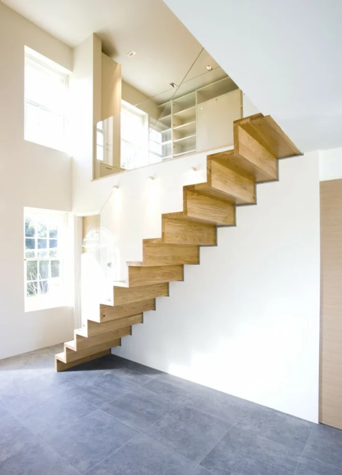 treppenhaus gestalten holz minimalistisch