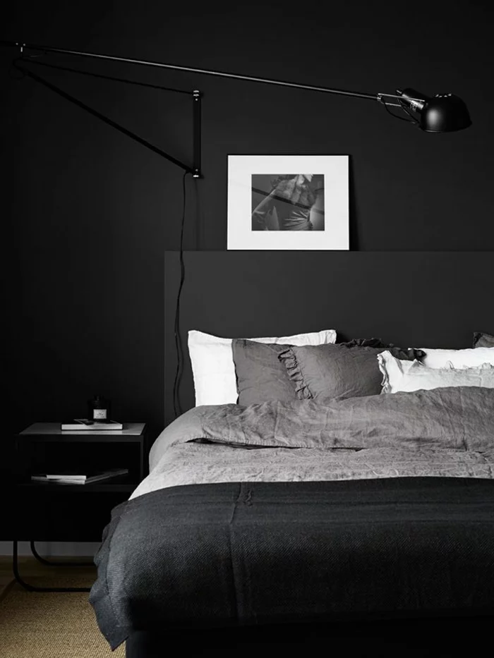 wandgestaltung ideen schlafzimmer schwarze wände männliche ausstrahlung