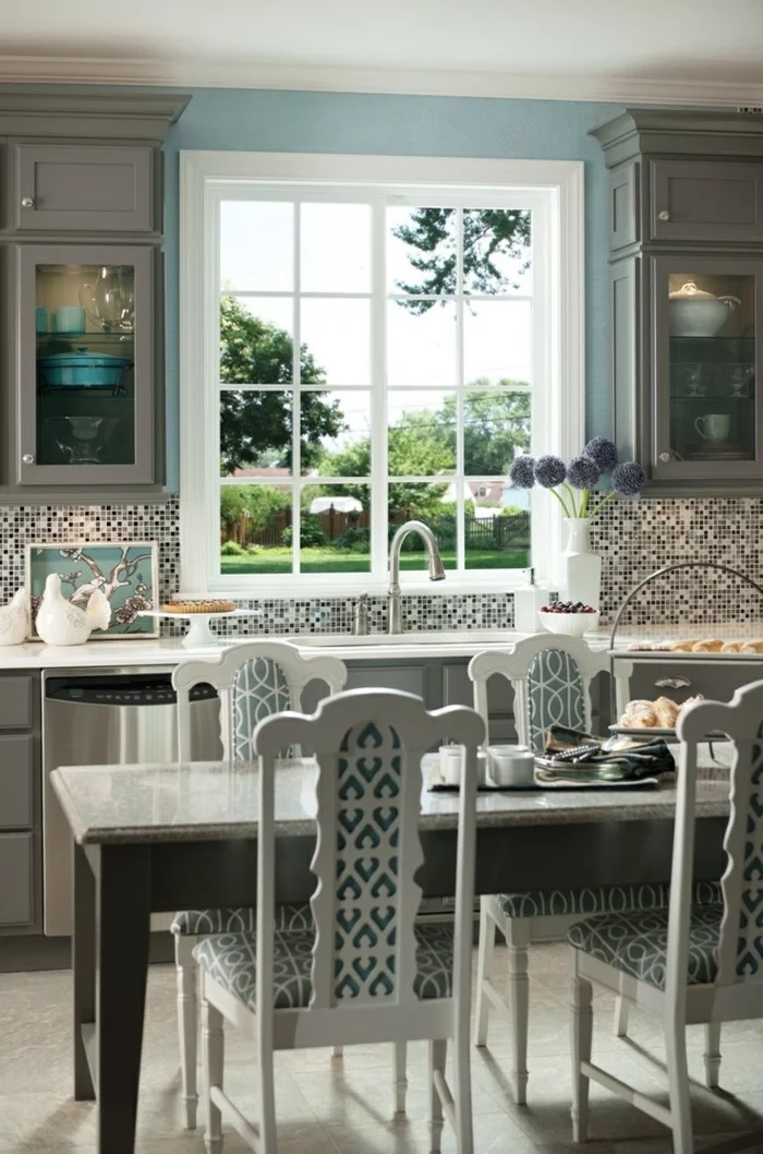 wohnideen küche ausgefallene wandgestaltung mit mosaikfliesen