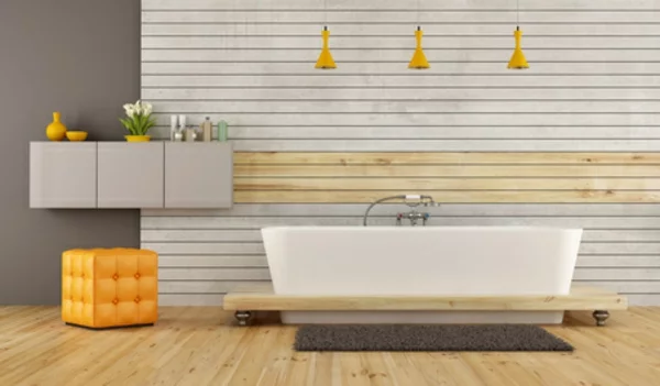 Badgestaltung Ideen Badzubehör modrne Bäder freistehende Badewanne