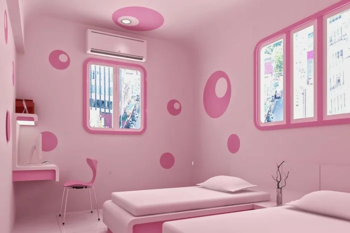 farbgestaltung schlafzimmer wandfarbe rosa pink wanddekoration wandgestaltung
