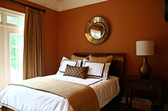 wandgestaltung wandfarbe farbgestaltung schlafzimmer ocher creme