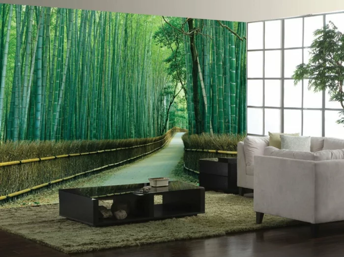 dekoideen deko aus bambus wanddeko fototapete