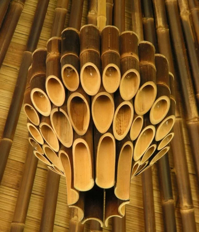 dekoideen deko aus bambus wanddeko lampe