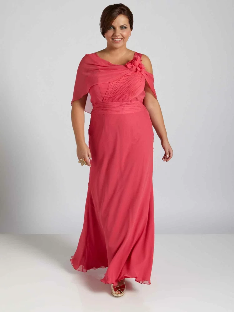 festliche Abendkleider große Größen rosa Kleid maxi