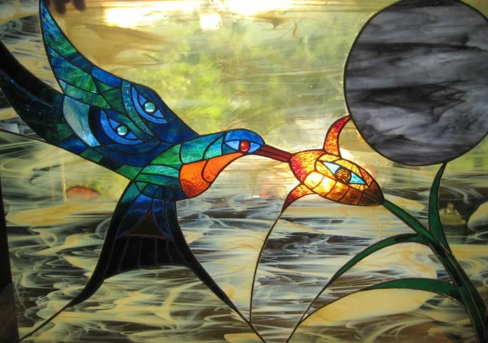 glas bemalen vitragen fensten moderne designs kolibri