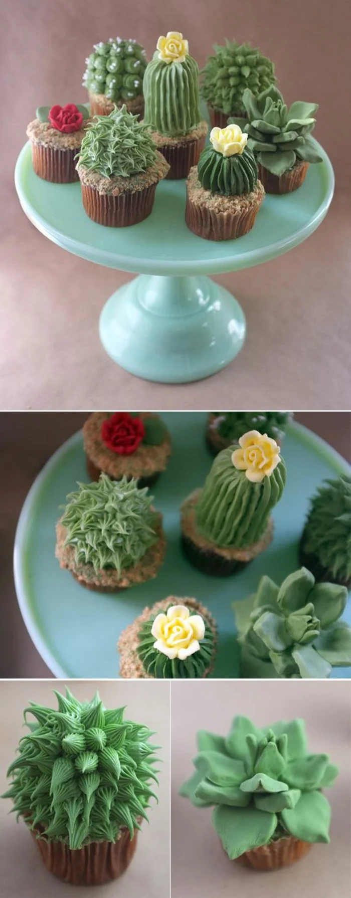 Cupcakes Rezepte Kaktus Törtchen backen für Fortgeschrittene