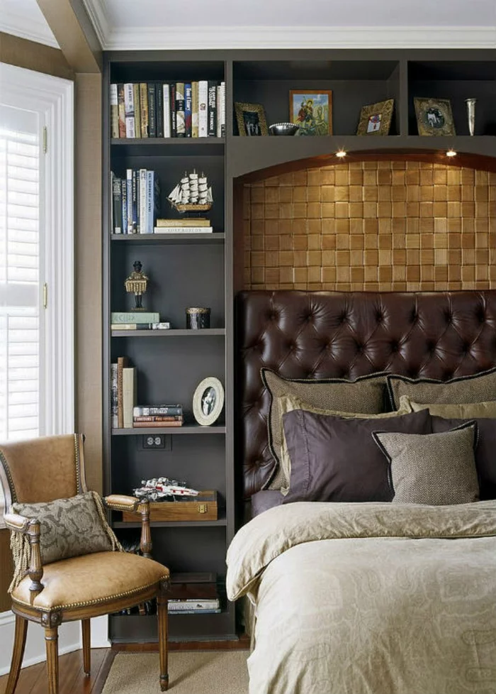 Schlafzimmer Ideen im viktorianischen Stil Polsterbett Bücherregal