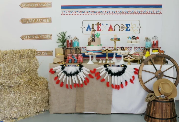 mottoparty ideen cowboys indianer party thema bunte feder