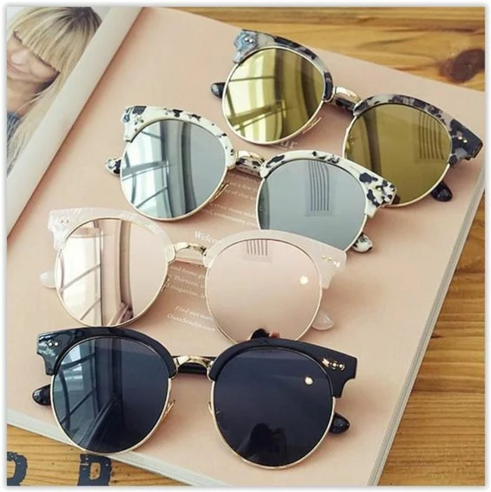 Sonnenbrille- reflektierend rund Damenmode Accessoires